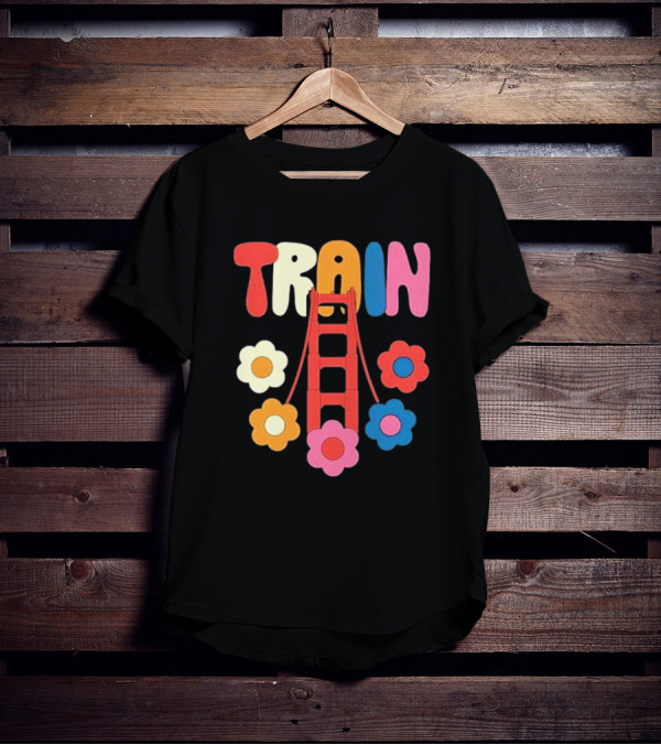 Train Golden Bridge Flowers T-Shirt