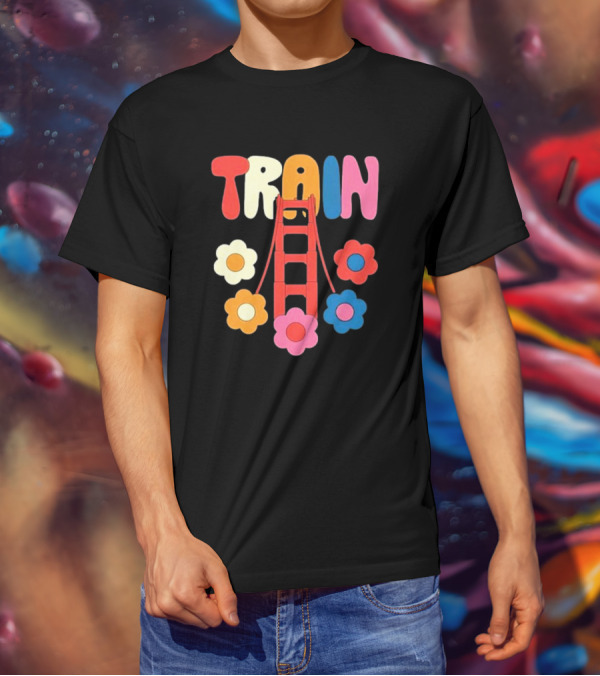 Train Golden Bridge Flowers T-Shirt