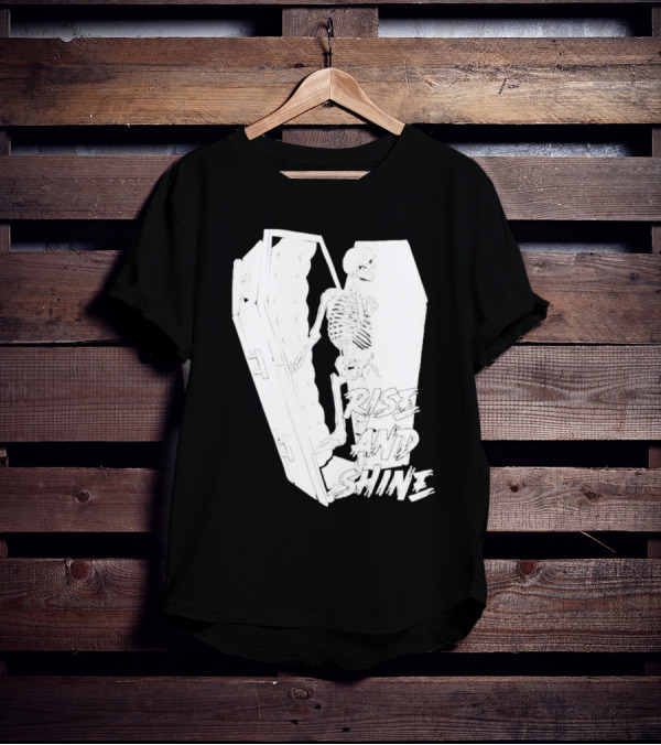 Rise And Shine Skeleton Emerging From Coffin T-Shirt