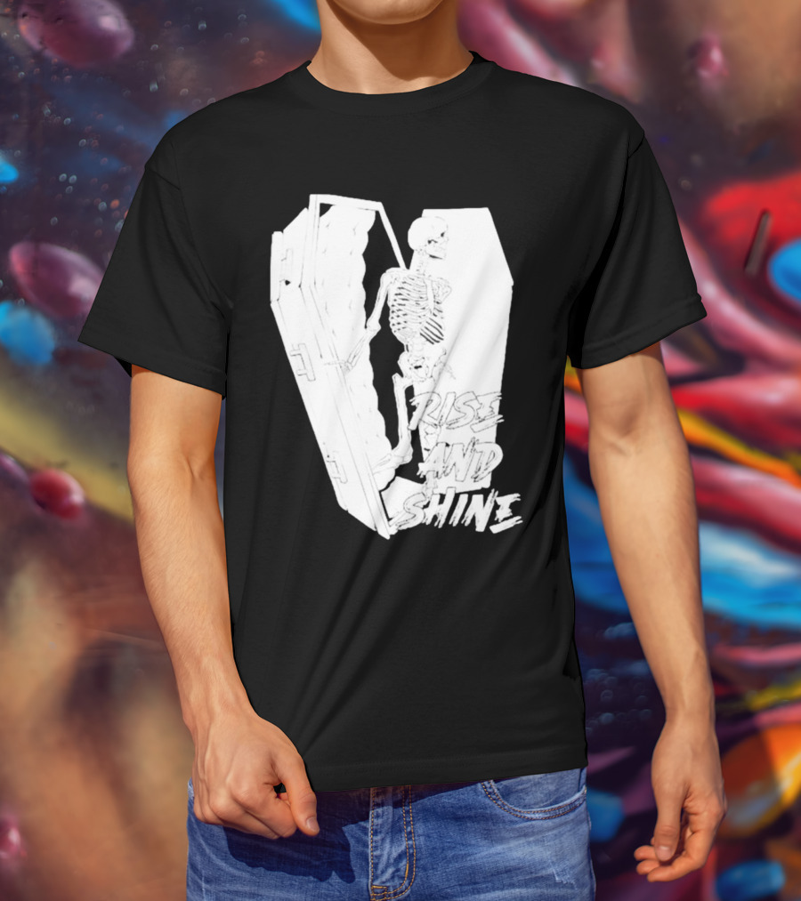 Rise And Shine Skeleton Emerging From Coffin T-Shirt