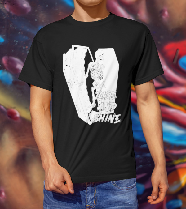 Rise And Shine Skeleton Emerging From Coffin T-Shirt