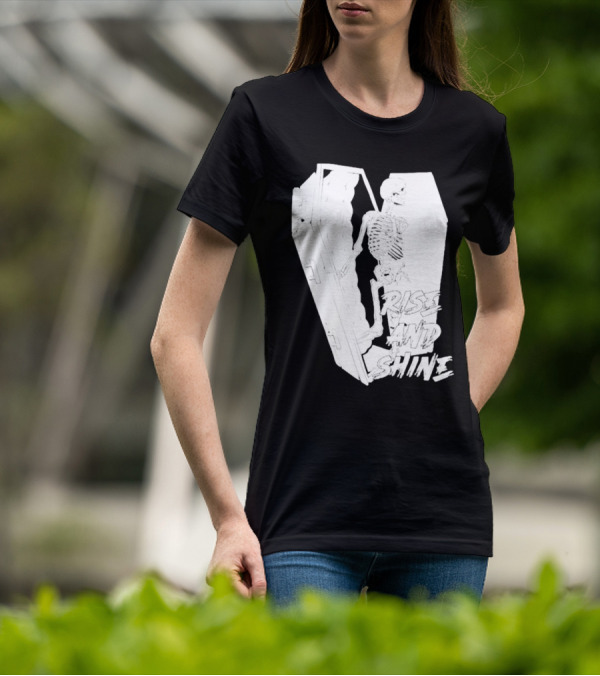 Rise And Shine Skeleton Emerging From Coffin T-Shirt