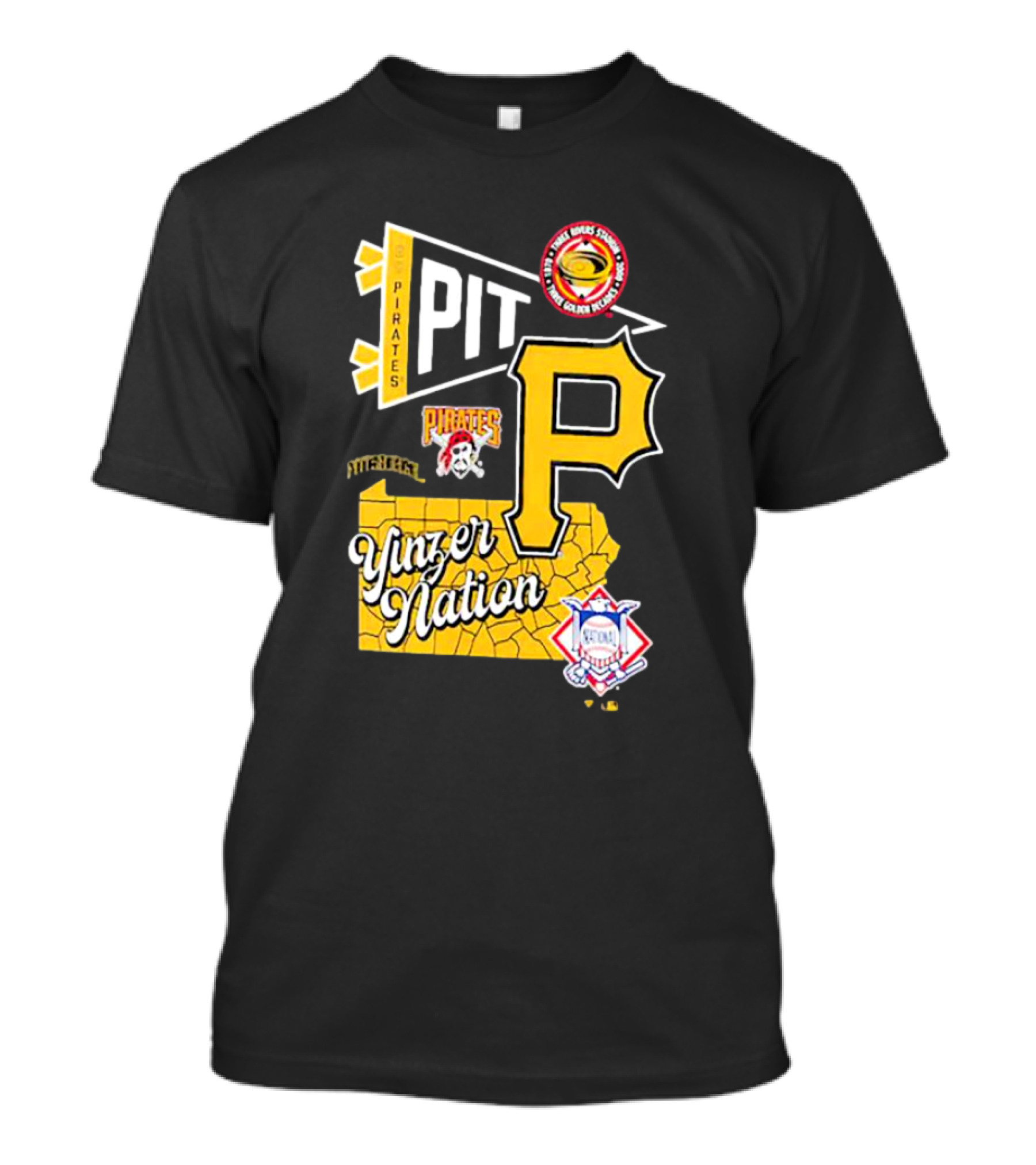 Pittsburgh Pirates PIT Logo Yinzer Nation Medical Firefighters Union T-Shirt