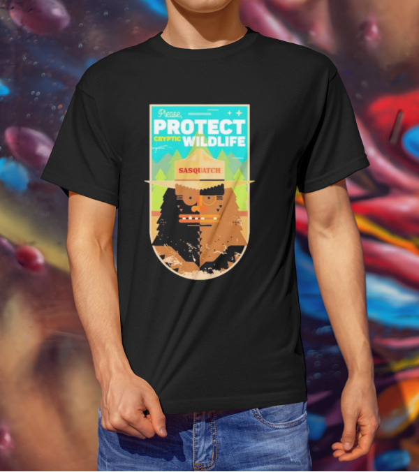 Please Protect Cryptic Wildlife Sasquatch T-Shirt