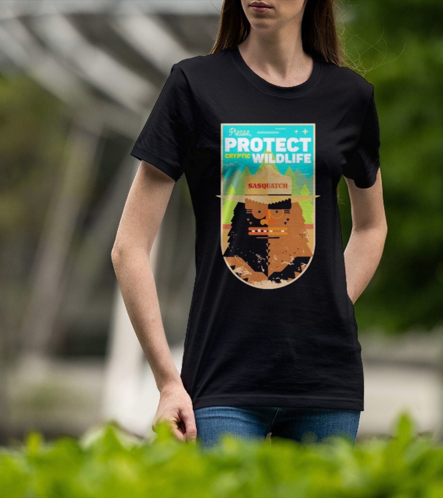 Please Protect Cryptic Wildlife Sasquatch T-Shirt