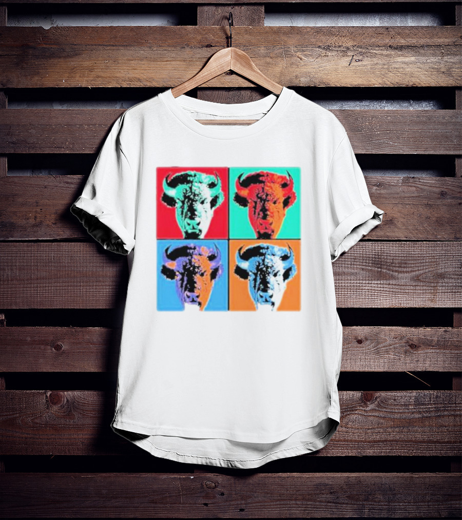 Pop Art Buffalo Quadrant In Vibrant Colors T-Shirt