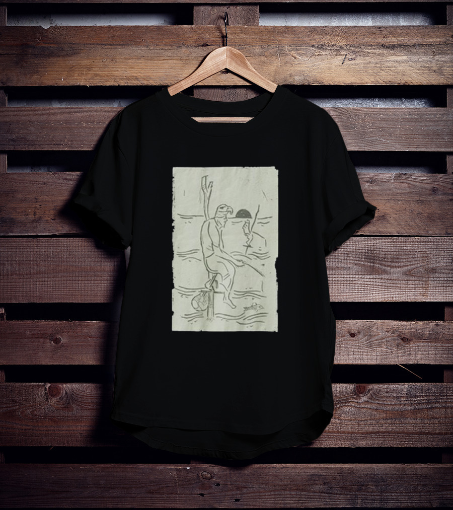 Sage Sri Lanka Stilt Fisherman Drawing T-Shirt