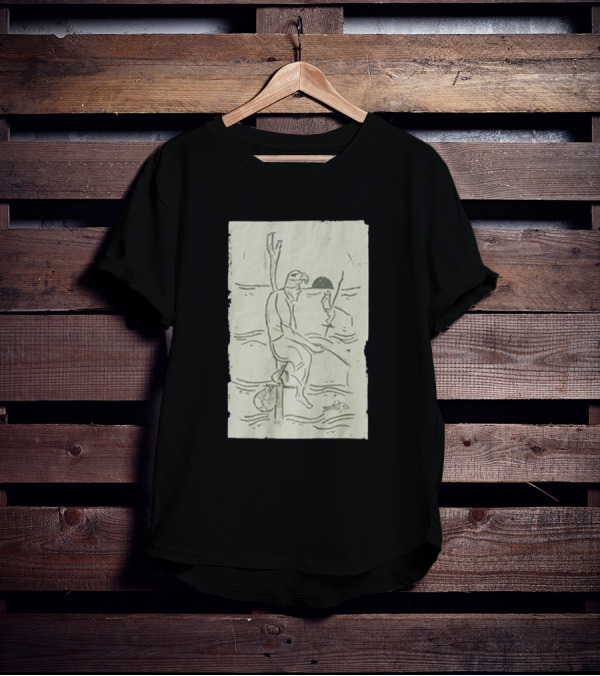 Sage Sri Lanka Stilt Fisherman Drawing T-Shirt