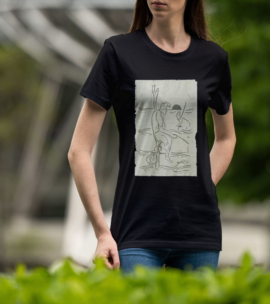 Sage Sri Lanka Stilt Fisherman Drawing T-Shirt