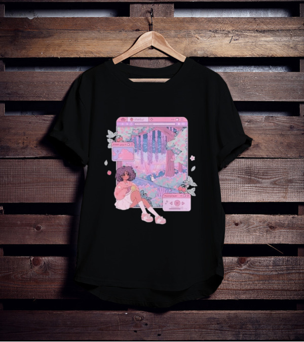 Sheilur Dreamy Strawberry Window Girl In Pink Forest T-Shirt