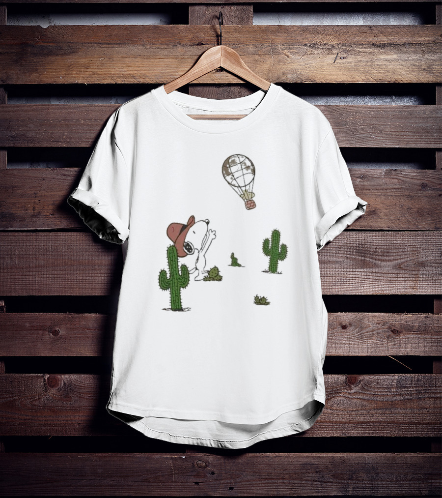 Peanuts Snoopy Woodstock Cactus Western Cowboy Balloon Women's T-Shirt