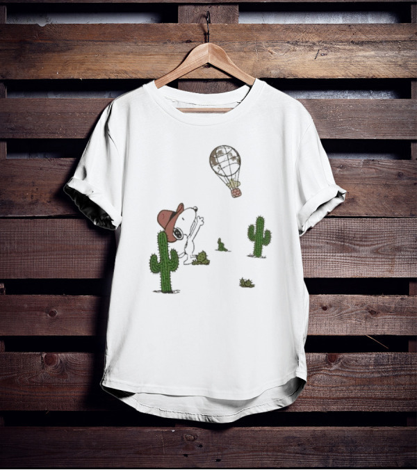 Peanuts Snoopy Woodstock Cactus Western Cowboy Balloon Women's T-Shirt