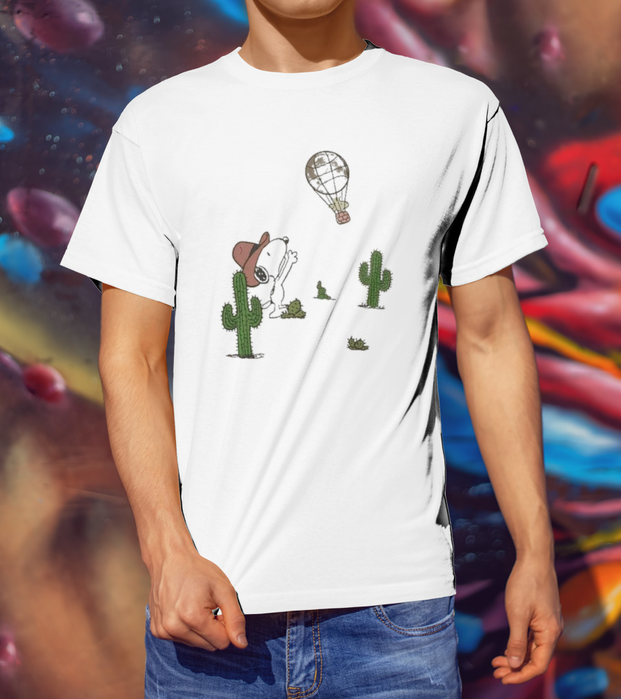 Peanuts Snoopy Woodstock Cactus Western Cowboy Balloon Women's T-Shirt