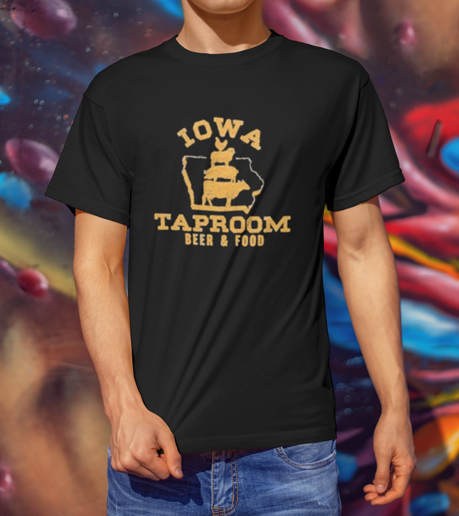 Iowa Taproom Beer And Food Farm Animals Stacked In Iowa Shape T-Shirt