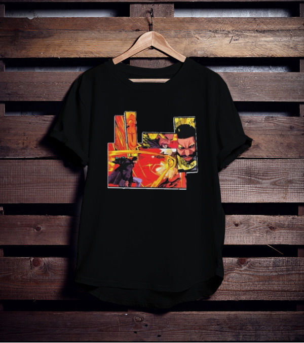 Kid Cudi Moon Man Full Comic Style Dynamic Red And Yellow Panels T-Shirt