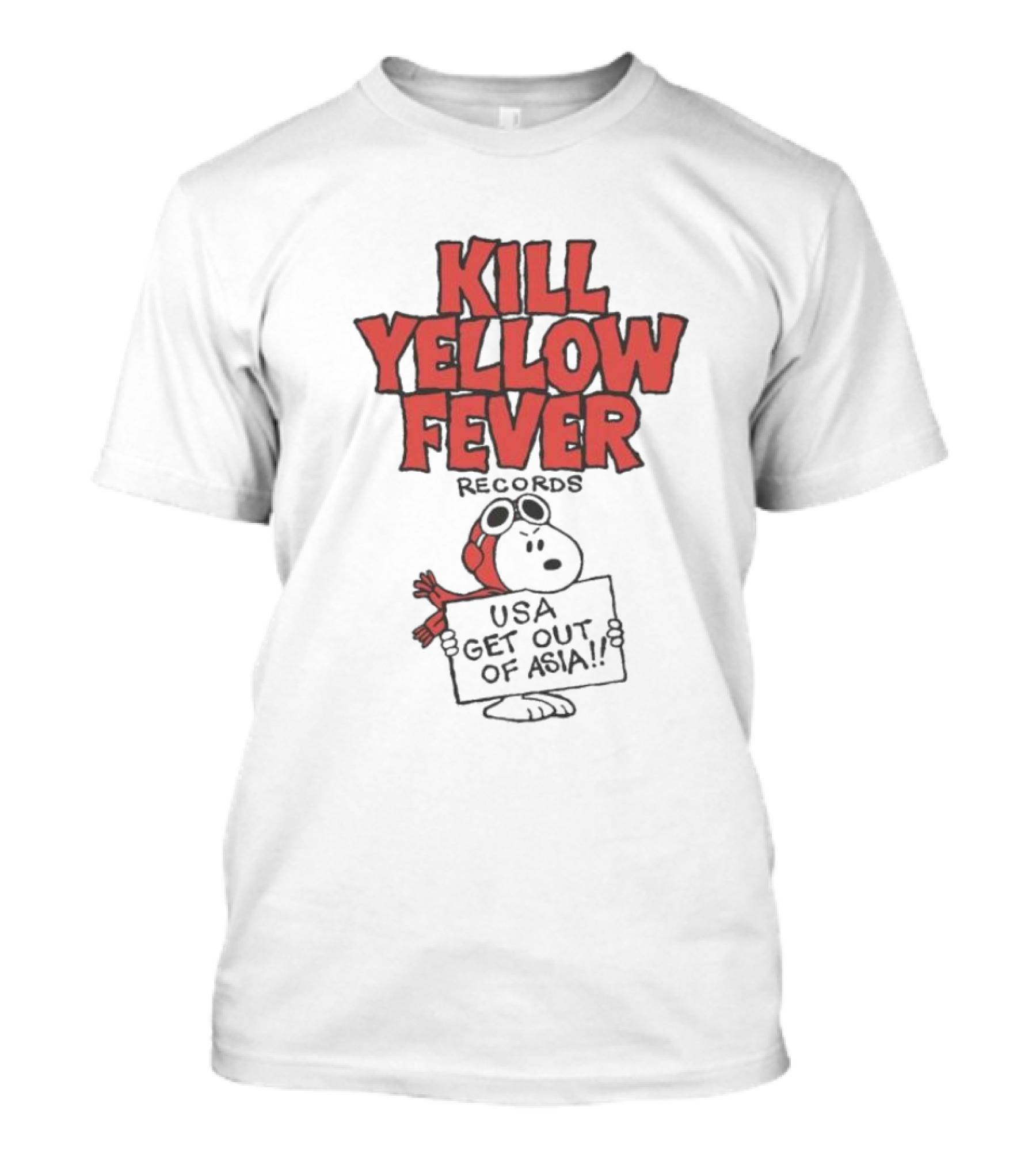 Kill Yellow Fever Records USA Get Out Of Asia Comic Protest T-Shirt