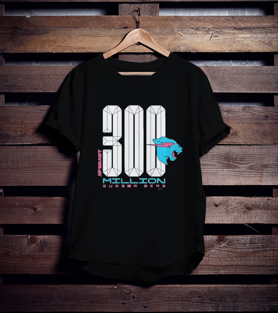 MrBeast 300 Million Subscribers Blue Panther T-Shirt