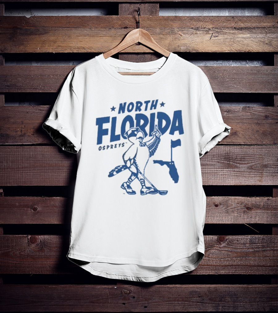 North Florida Ospreys Golfing Mascot Florida Map T-Shirt