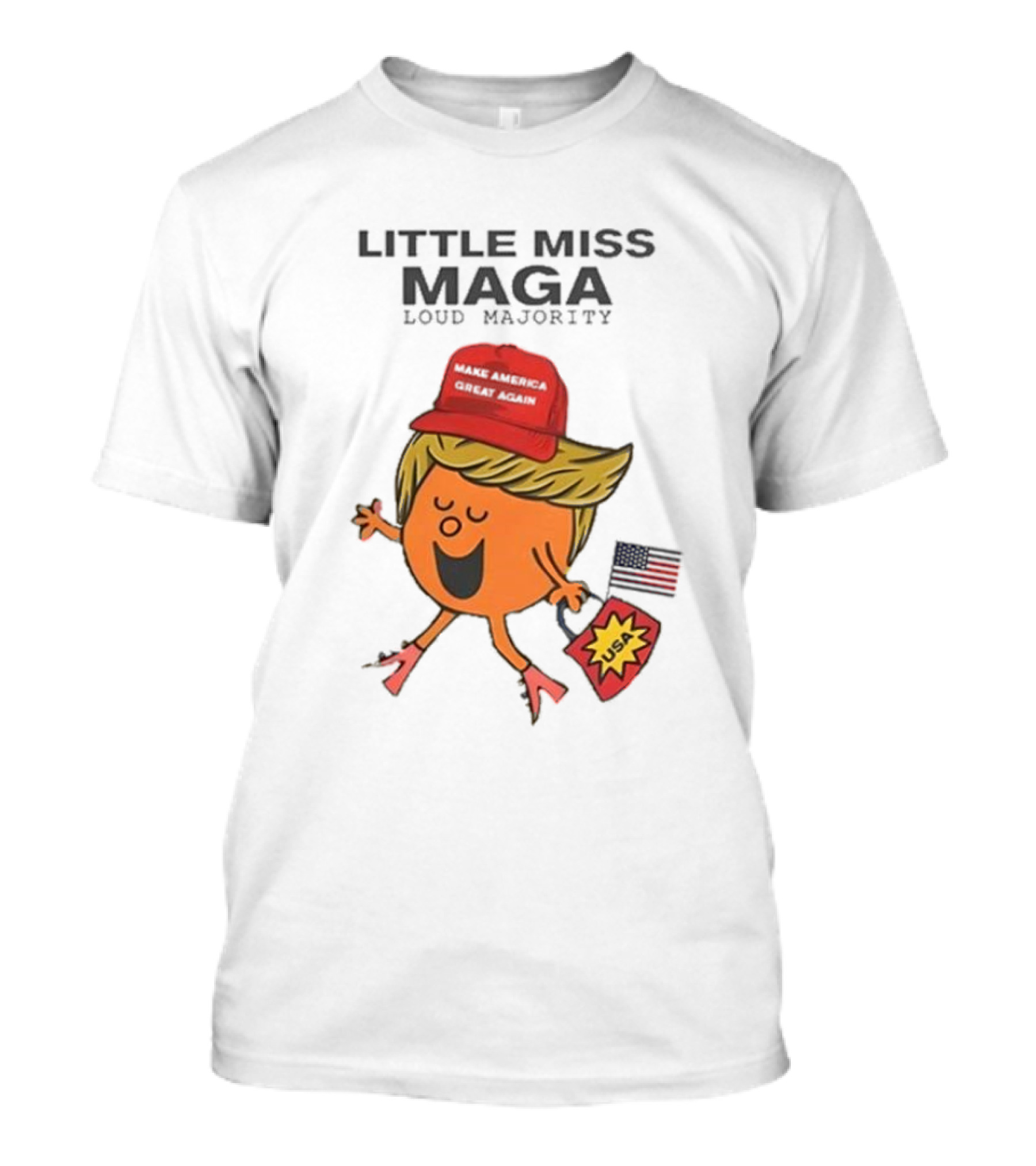 Little Miss Maga Make America Great Again Loud Majority USA Flag T-Shirt