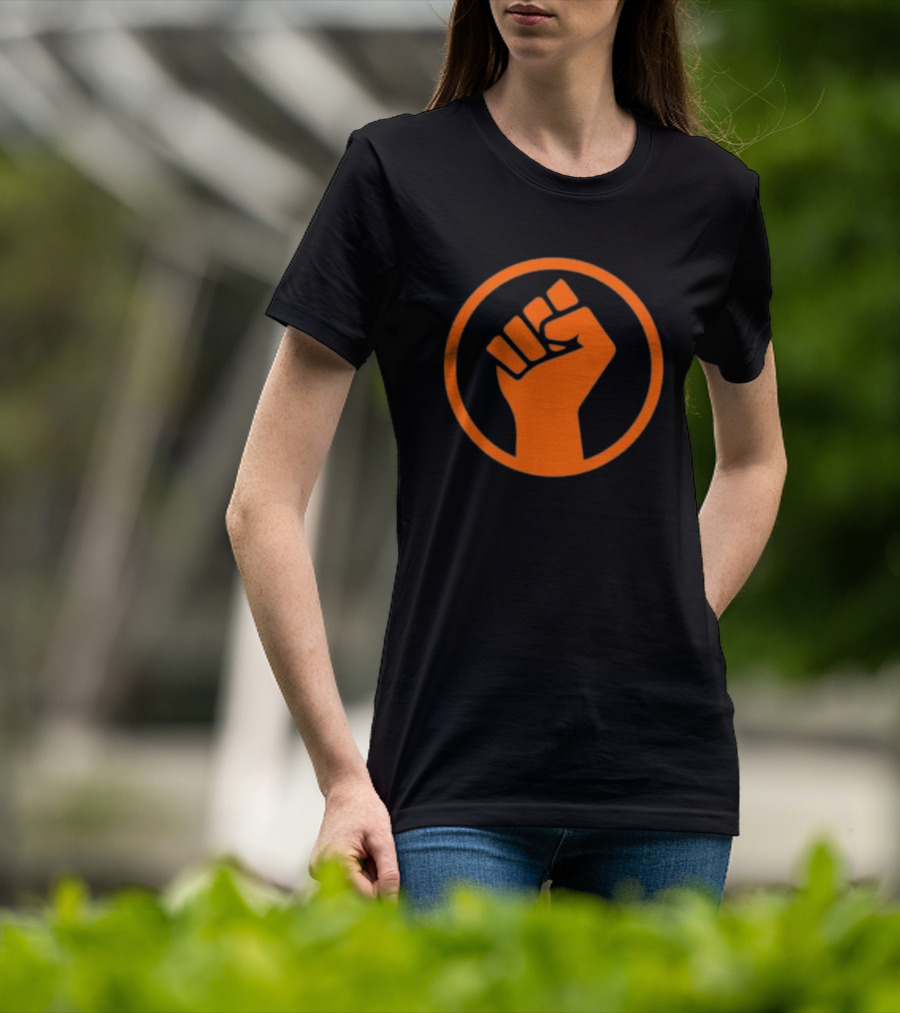 Mad Liberals Orange Fist Symbol In Circle T-Shirt