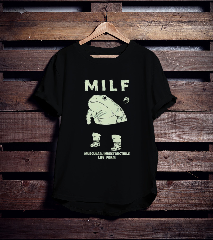MILF Muscular Indestructible Life Form Frog With Sneakers T-Shirt