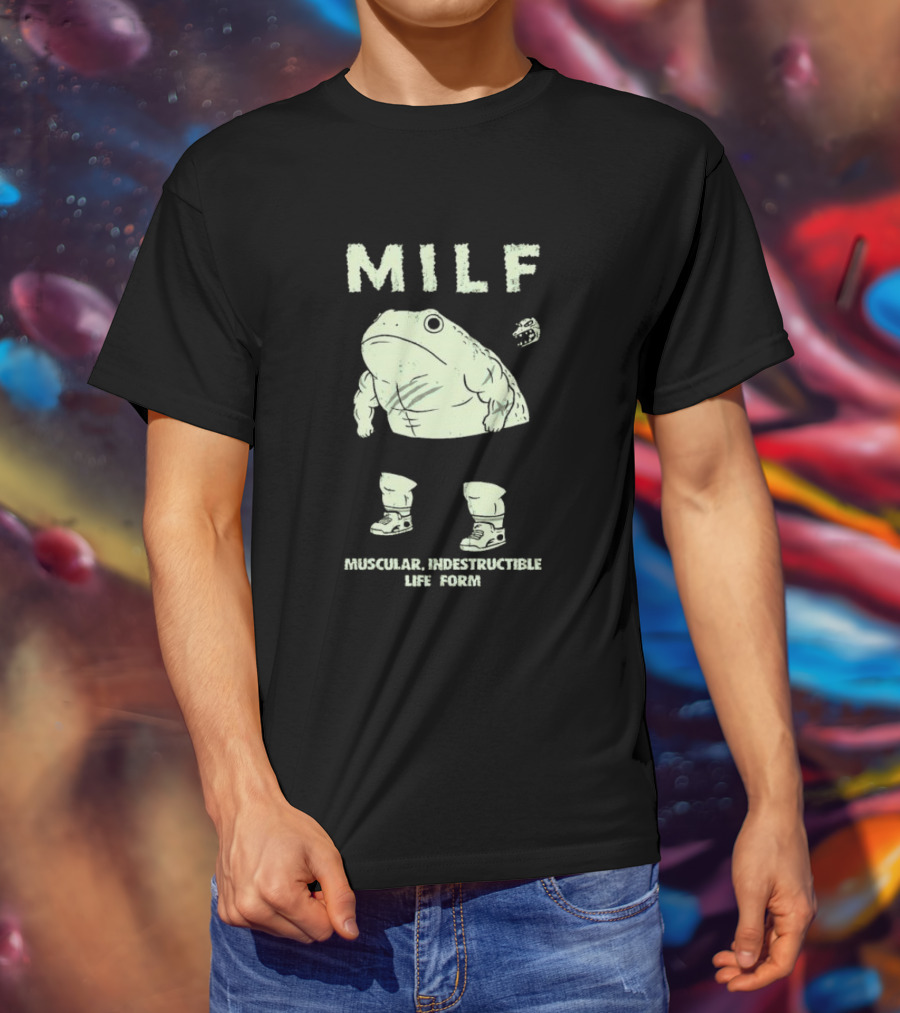 MILF Muscular Indestructible Life Form Frog With Sneakers T-Shirt