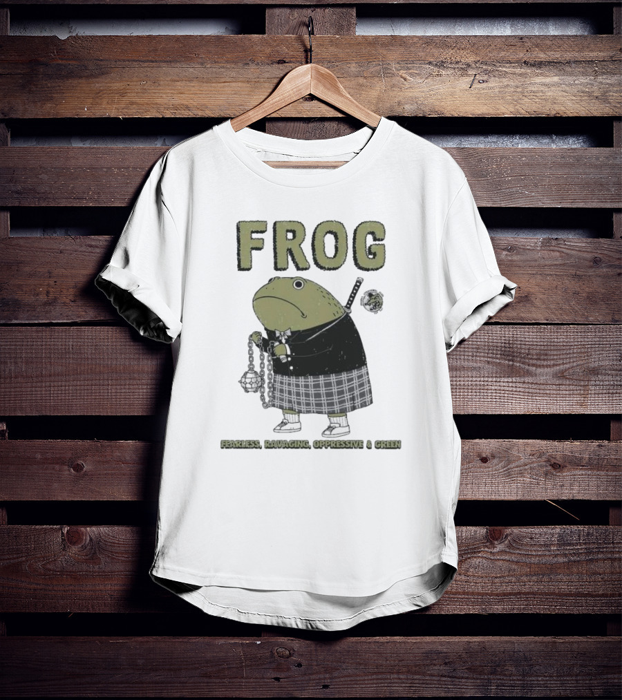 Frog Fearless Ravaging Oppressive And Green Plaid Outfit Chain Weapon T-Shirt