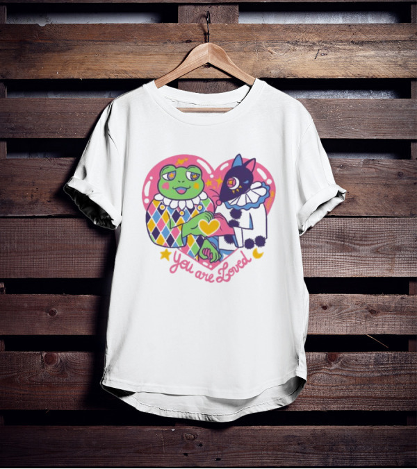 You Are Loved Harlequin X Pierrot Clown Heart Connection T-Shirt