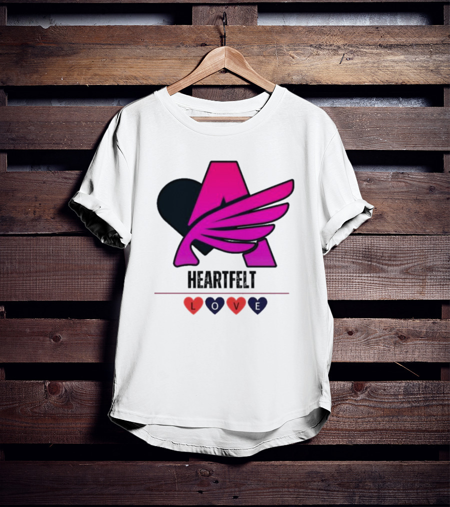 Heartfelt Love Pink Winged Heart T-Shirt