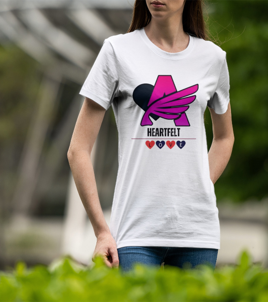Heartfelt Love Pink Winged Heart T-Shirt