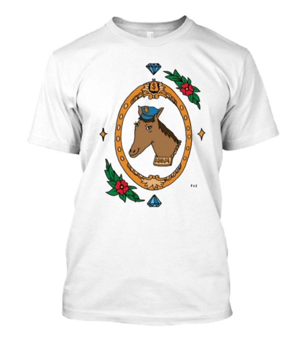 Horse Cop Mom Badge With Floral Ornament And Jewel Icons T-Shirt