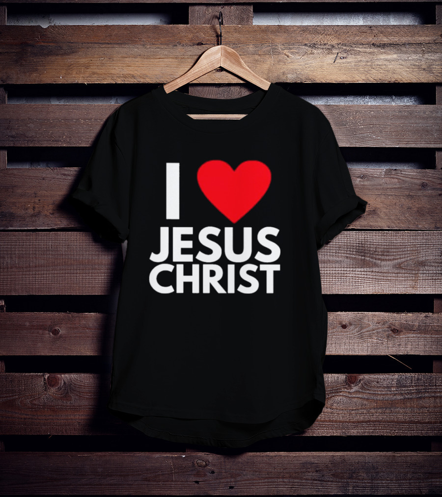 I Love Jesus Christ Christian Red Heart T-Shirt