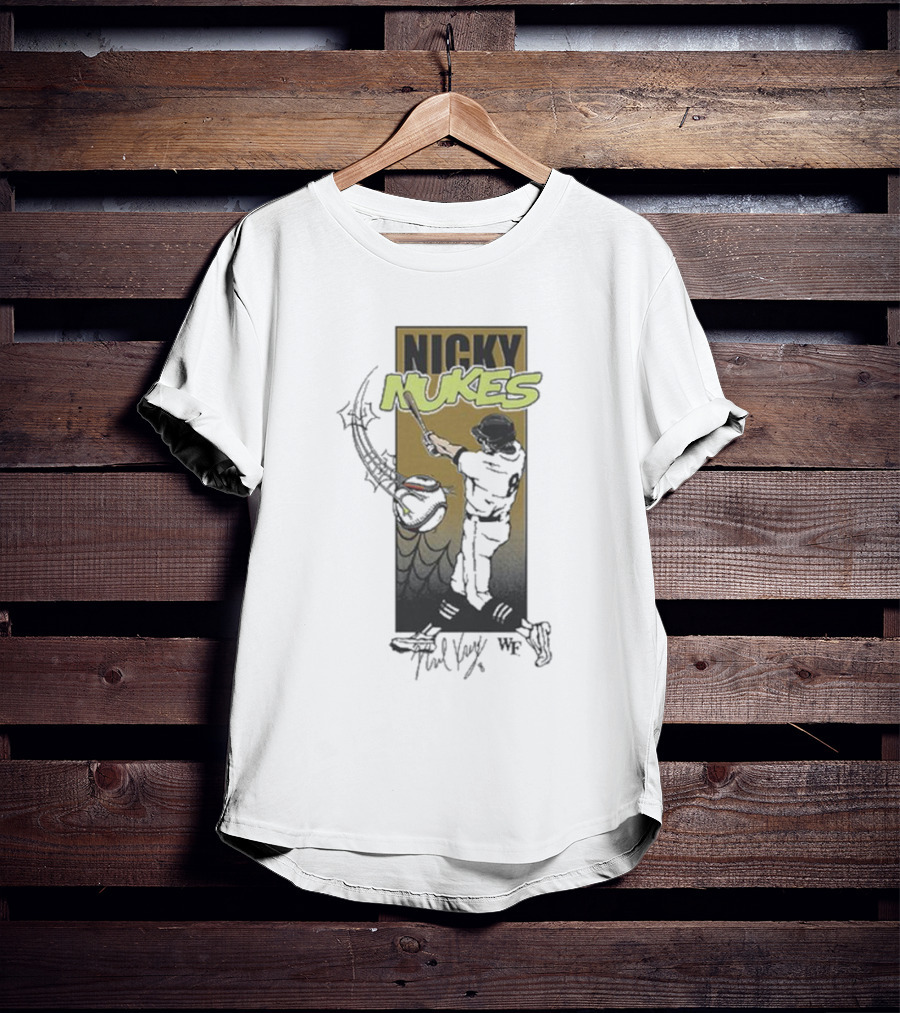 Nicky Nukes Baseball Player Batting With Spider T-Shirt
