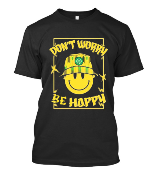 Don't Worry Be Happy Smiley Face With Celtic Jay Bucket Hat T-Shirt