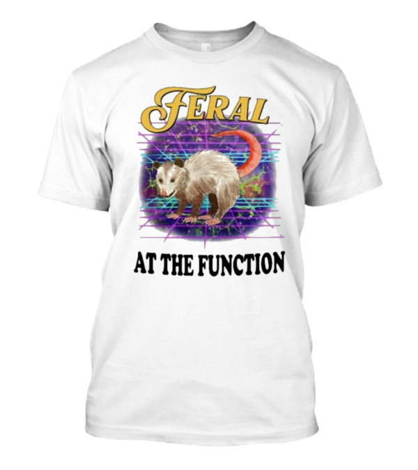 Feral At The Function Retro Possum Neon Grid T-Shirt