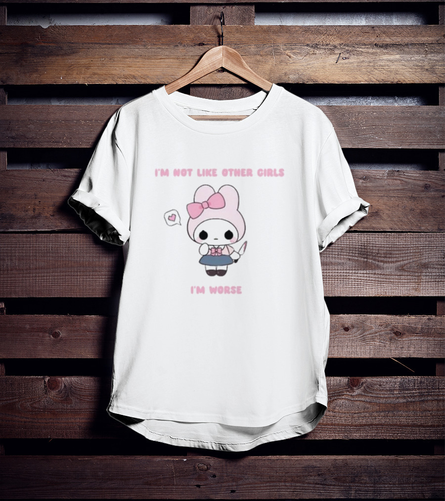 I’m Not Like Other Girls I’m Worse Cute Bunny Character Pink Bow T-Shirt