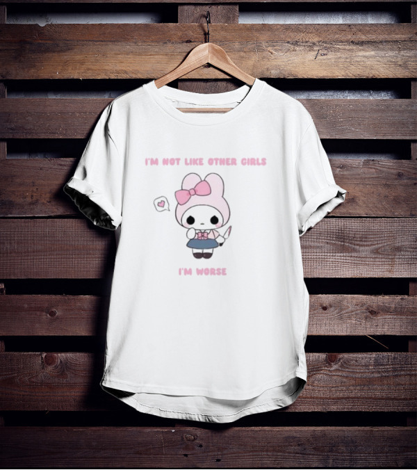 I’m Not Like Other Girls I’m Worse Cute Bunny Character Pink Bow T-Shirt