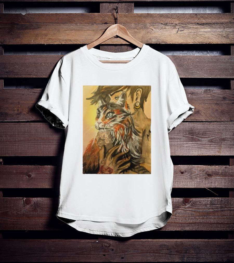 Companionship Megan Watkins Cat And Person With Tattoo And Ear Gauge T-Shirt