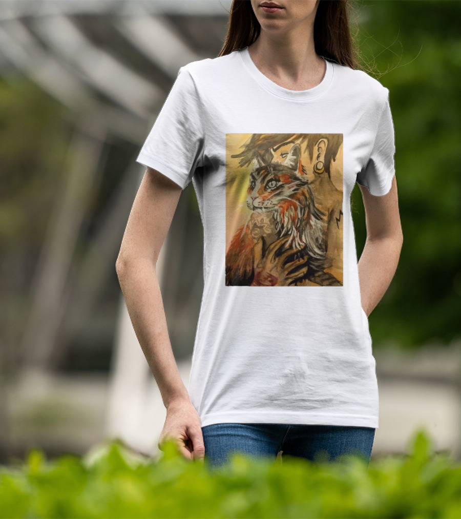 Companionship Megan Watkins Cat And Person With Tattoo And Ear Gauge T-Shirt