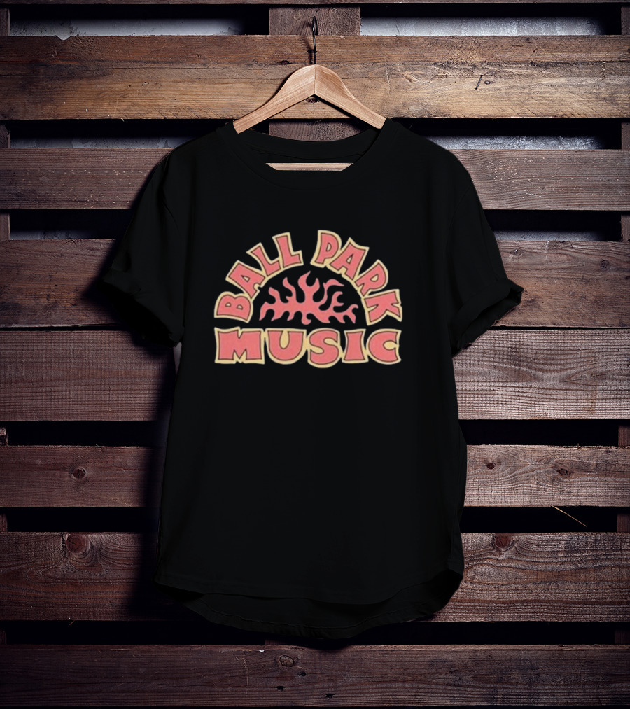 Ball Park Music Bold Retro Style Emblem With Flame Motif T-Shirt