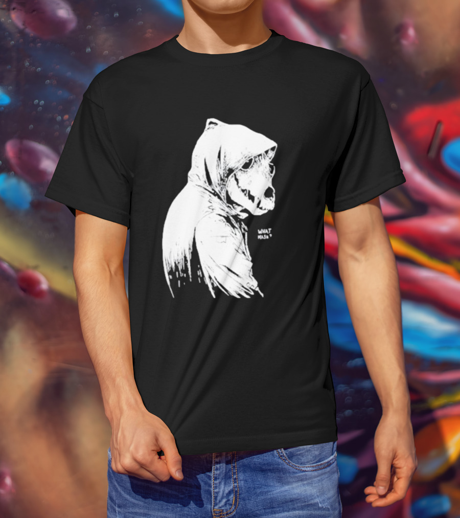 Massive Faceart What Mask Hooded Skull T-Shirt