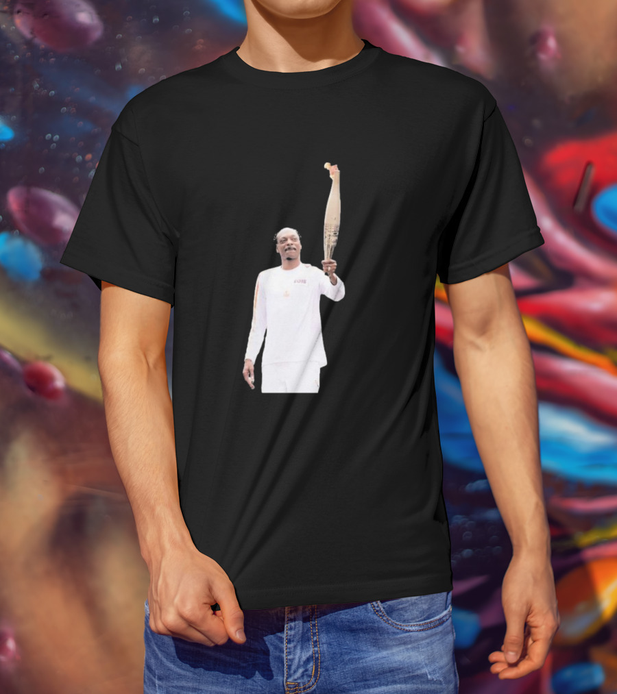 Snoop Dogg Carries Olympic Torch In Iconic White Attire T-Shirt