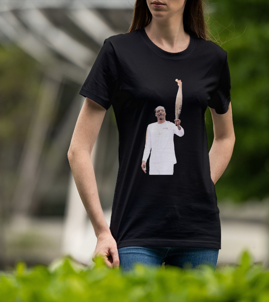 Snoop Dogg Carries Olympic Torch In Iconic White Attire T-Shirt