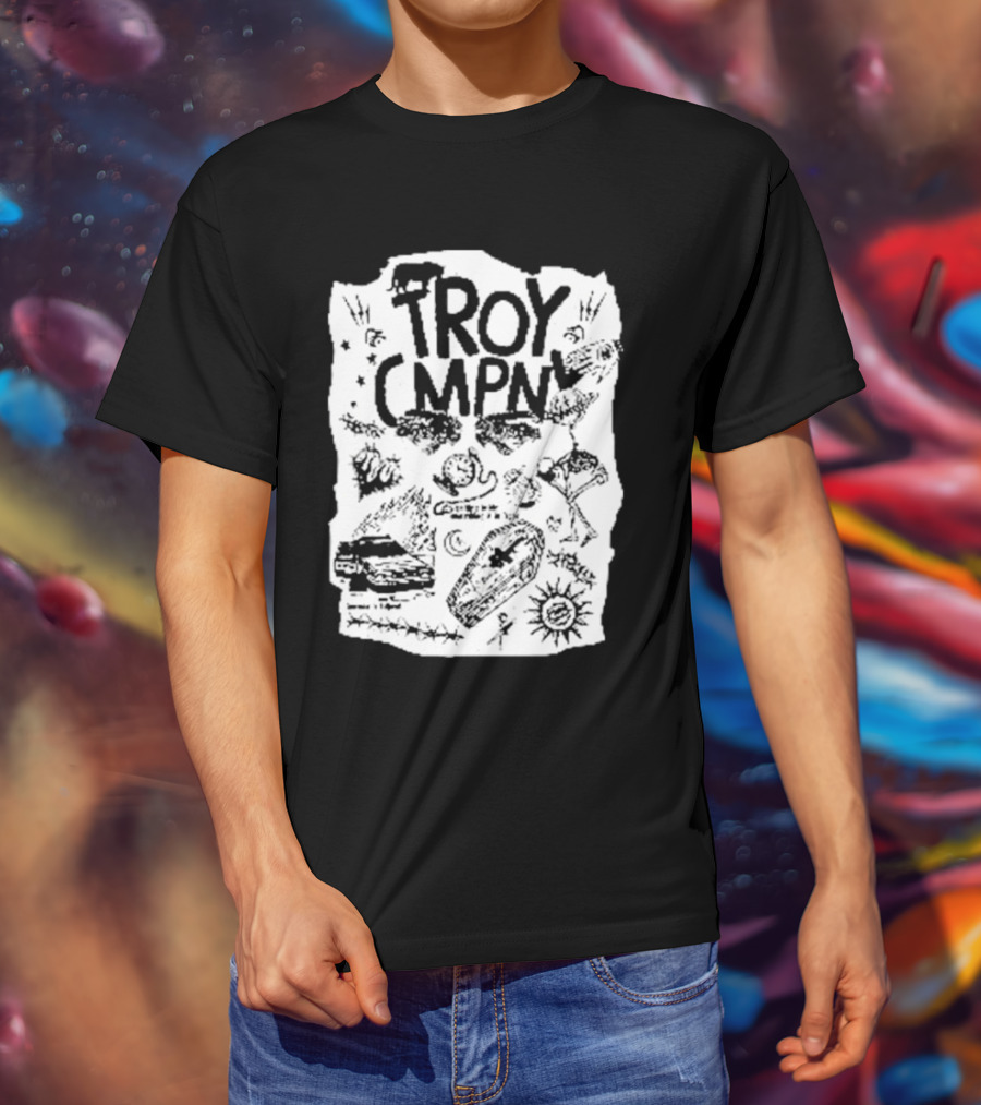 Troy CMPN Mineral Blue Death Can Come Anytime Ds 2447 Coffin Sun Stars Moon T-Shirt