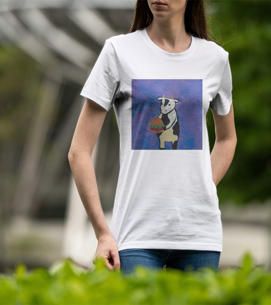 Leanbeefpatty Cow Holding Burger Carnivorous Beef T-Shirt