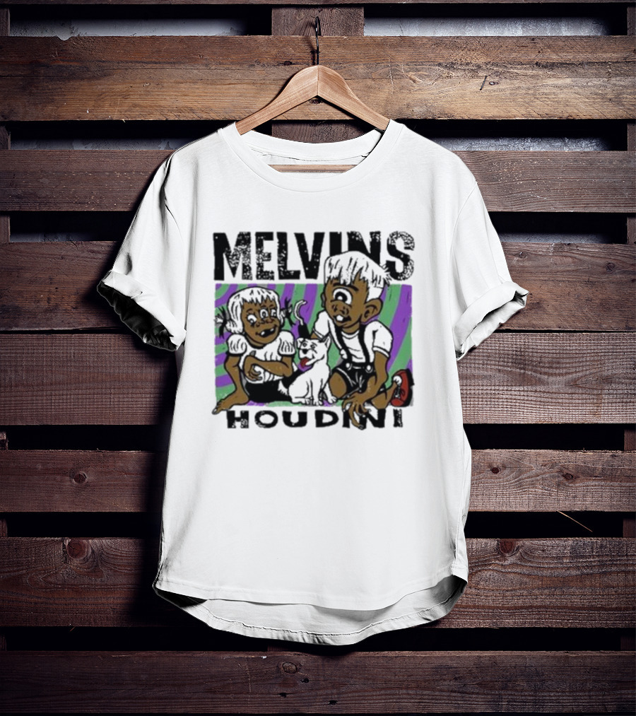 Melvins Houdini Cartoon Kids With Cat T-Shirt
