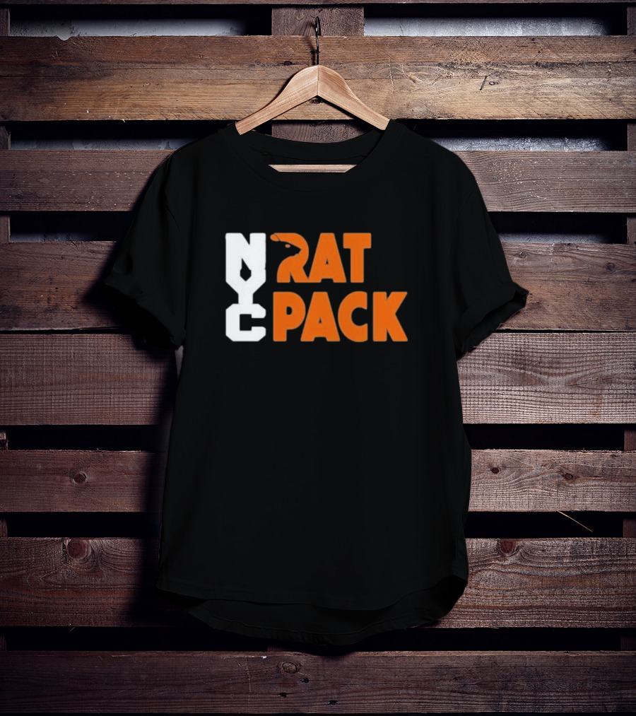 NYC Rat Pack Baseball Rat Typography T-Shirt