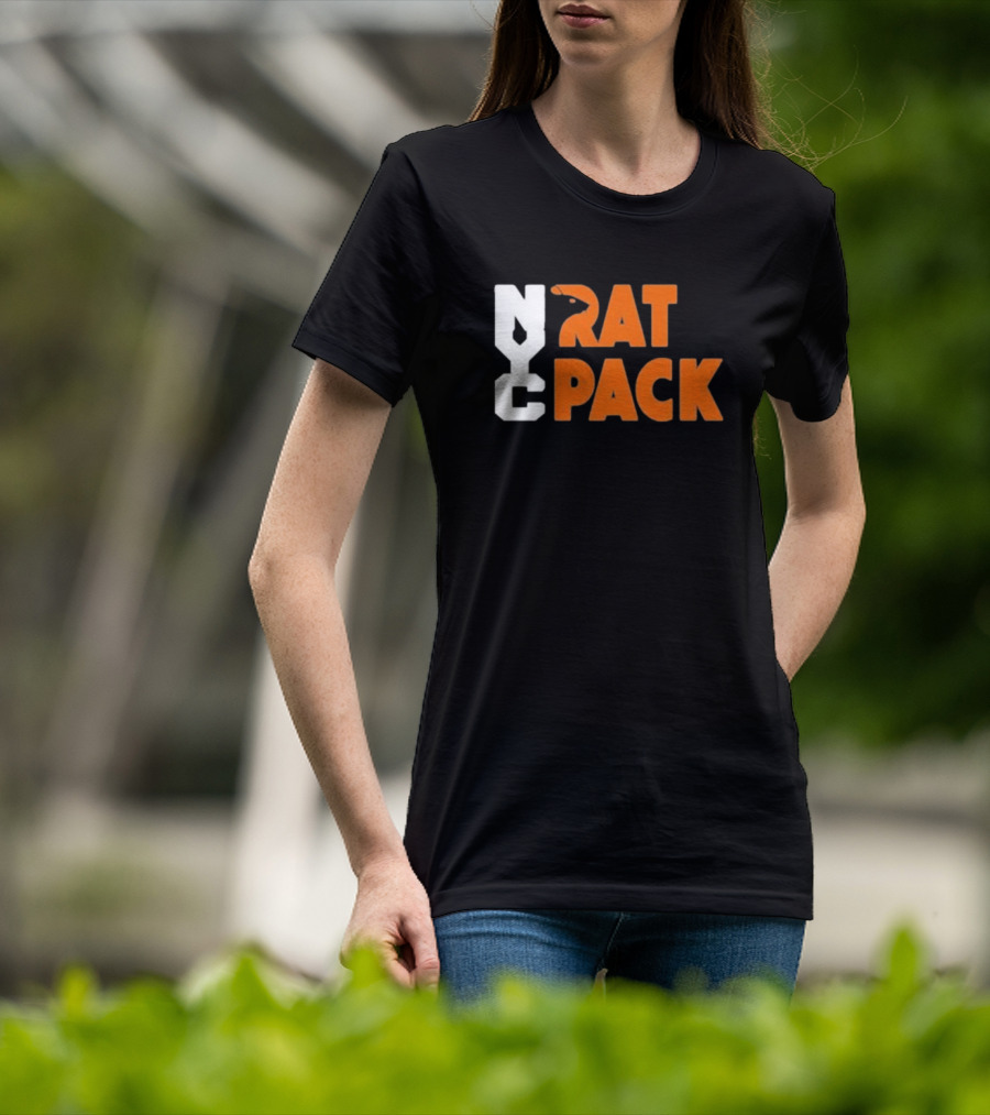 NYC Rat Pack Baseball Rat Typography T-Shirt