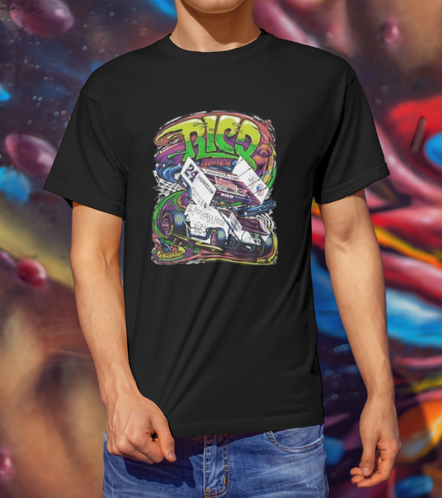 Rico Abreu Number 24 Vibrant Racing Car Youth Hidden Picture T-Shirt