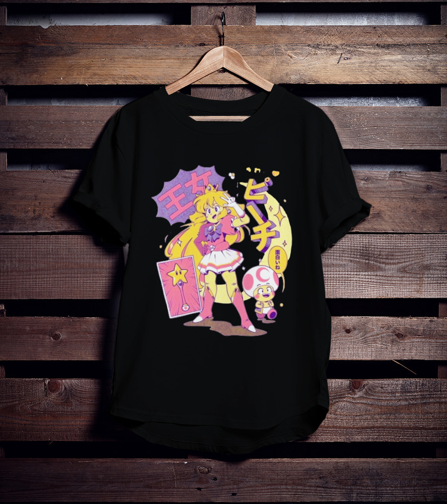 Sailor Moon Peach Toad Ilustrata Mario Princesses T-Shirt